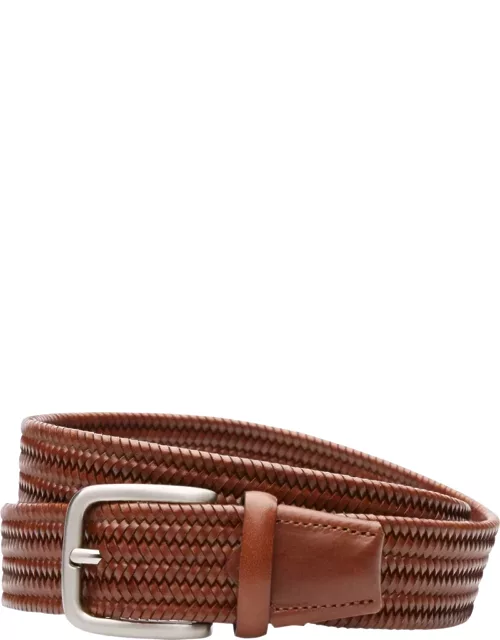 JoS. A. Bank Men's Braided Leather Belt, Cognac