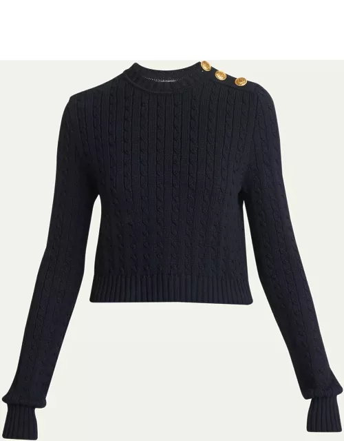 Cable Knit Button Shoulder Sweater