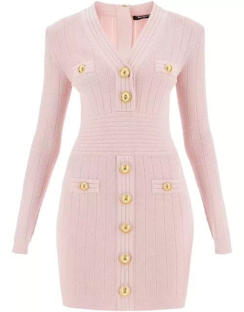 BALMAIN knitted mini dress with button