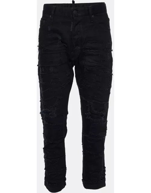 Dsquared2 Black Distressed Denim Jeans L Waist 32"