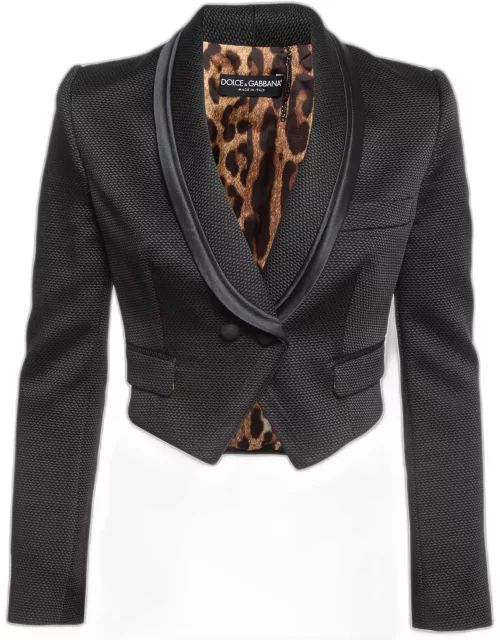 Dolce & Gabbana Black Textured Crepe Crop Blazer