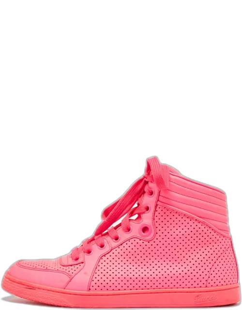Gucci Neon Pink Leather Coda High Top Sneaker