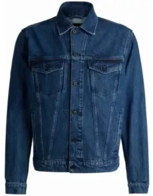 Regular-fit jacket in blue rigid denim- Blue Men's All Clothing