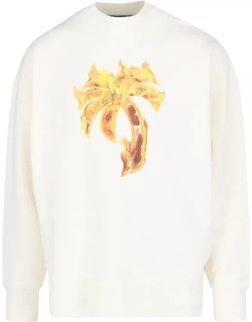 Palm Angels 'Burning Logo' Print Crewneck Sweatshirt