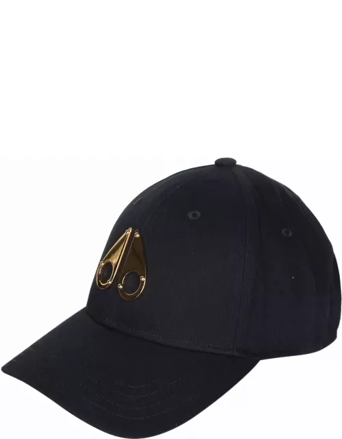 Moose Knuckles Gold Logo Icon Black Cap