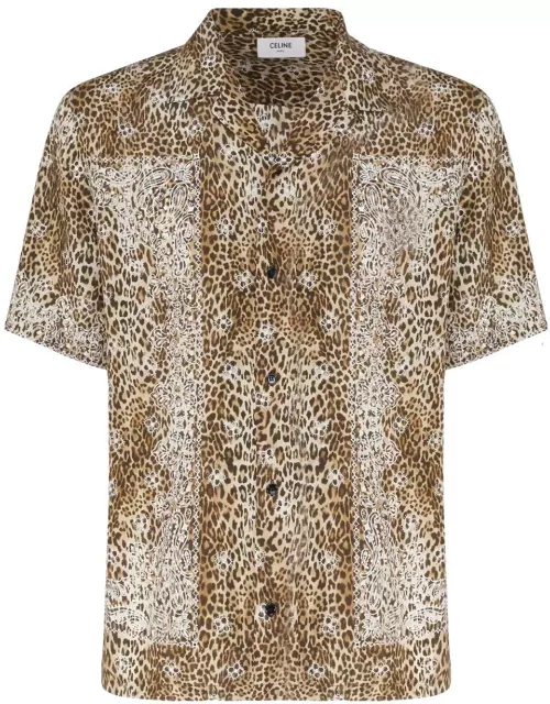 Celine Leopard Printed Short-sleeved Shirt