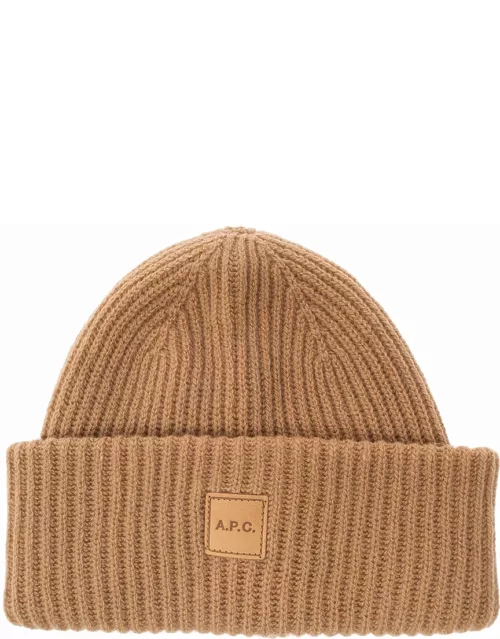A. P.C. Beanie With Logo Patch In Wool And Cashmere