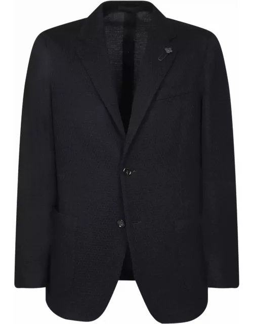 Lardini Wool Jacket In Black