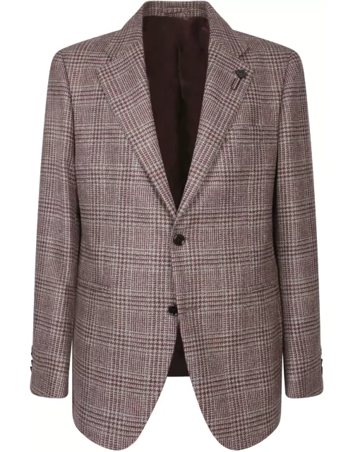 Lardini Tweed Jacket In Beige/bordeaux