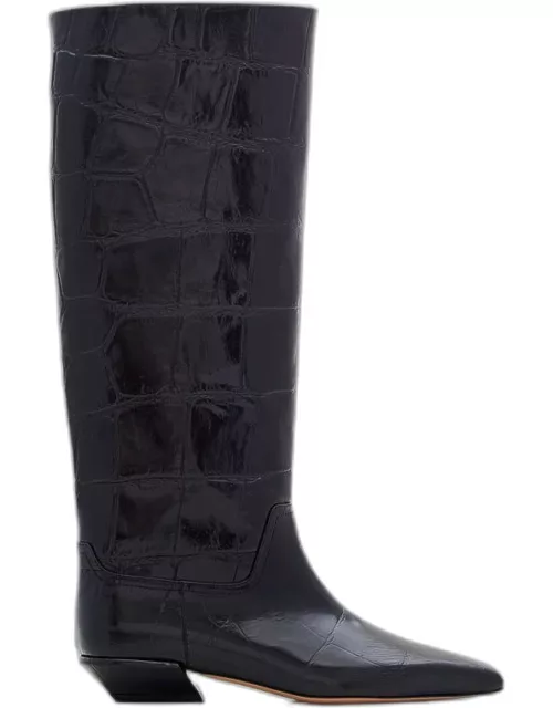 Paris Texas Embossed Croco Leather Bettina Boots Black 39
