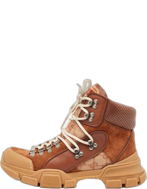 Gucci Beige/Brown GG Canvas and Suede Flashtrek Boot