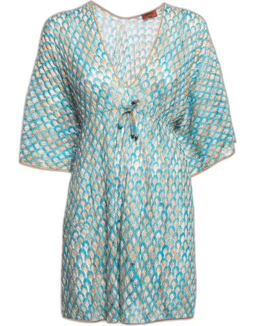 Missoni Mare Blue Patterned Knit Cover-Up Kaftan Dress