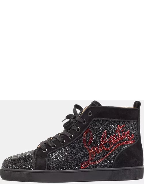 Christian Louboutin Black Louis Louis Crystal Logo High Top Sneaker