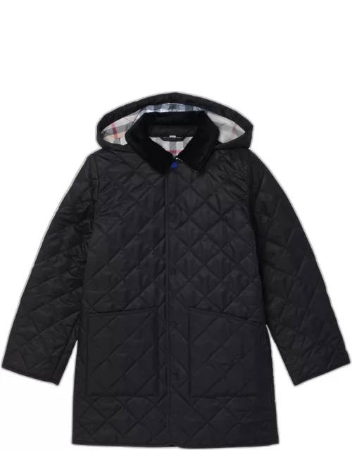 Black quilted jacket with hood