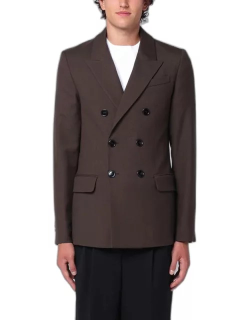 Brown double-breasted jacket in woo