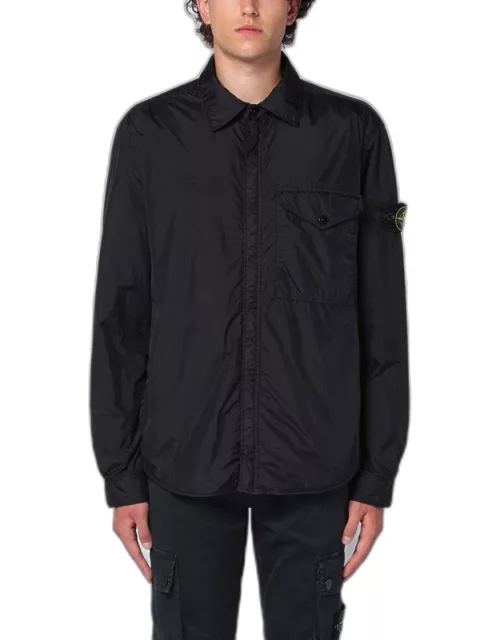 Lightweight black nylon shirt jacket