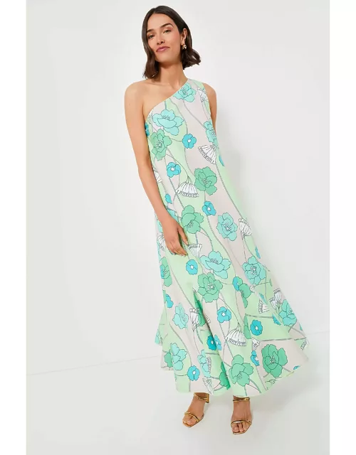 Green and Blue Floral Sabine Maxi Dres