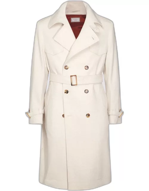 Brunello Cucinelli White Wool Coat