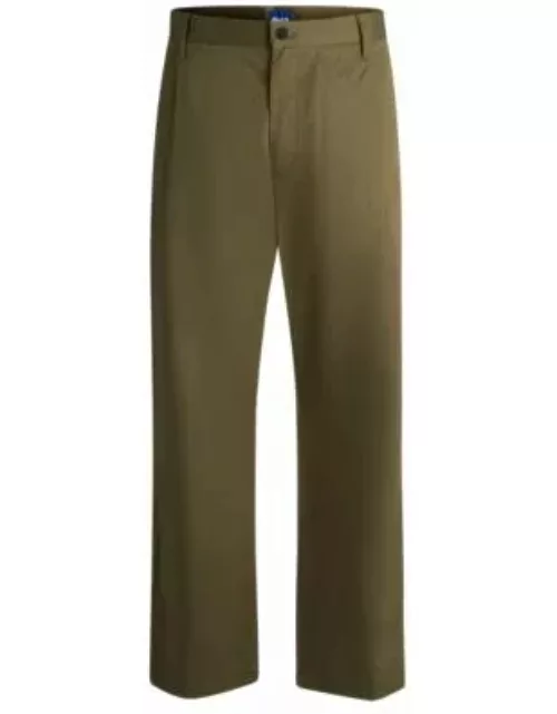 Skater-style trousers in cotton twill with blue label- Light Green Men's Casual Pant