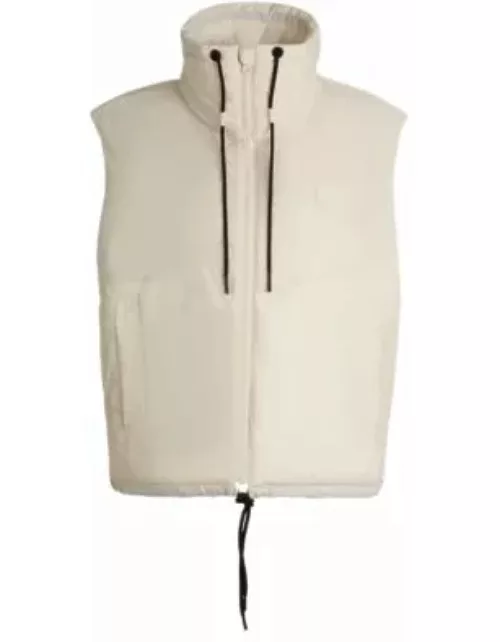 Water-repellent gilet with smiley-face logo badge- White Women's Casual Jacket