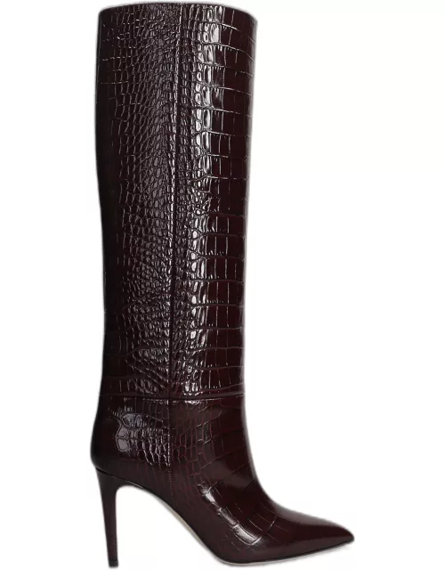 Paris Texas High Heels Boots In Bordeaux Leather