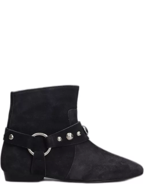 Isabel Marant Siago Low Heels Ankle Boots In Black Suede