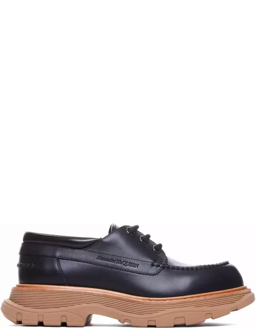 Alexander McQueen Black Derby Shoes With Engraved Logo And Platform In Leather Man