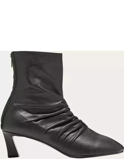 Dasoni Ruched Leather Ankle Bootie