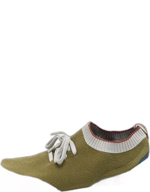Loro Piana Green/Cream Knit Fabric 360 Flexy Walker Sneaker
