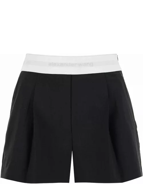 ALEXANDER WANG pleated shorts with branded band