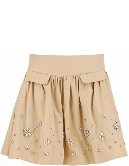 SELF PORTRAIT 'poplin mini skirt with crysta