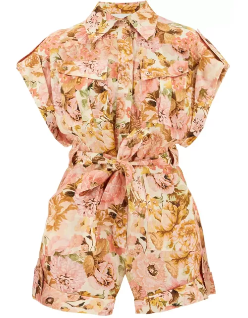ZIMMERMANN short floral linen jumpsuit for women