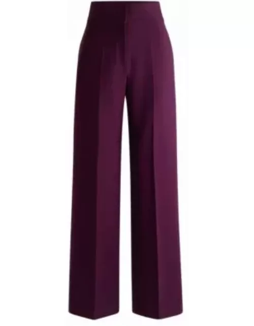 Regular-fit high-waisted trousers with flared leg- Purple Women's Formal Pant