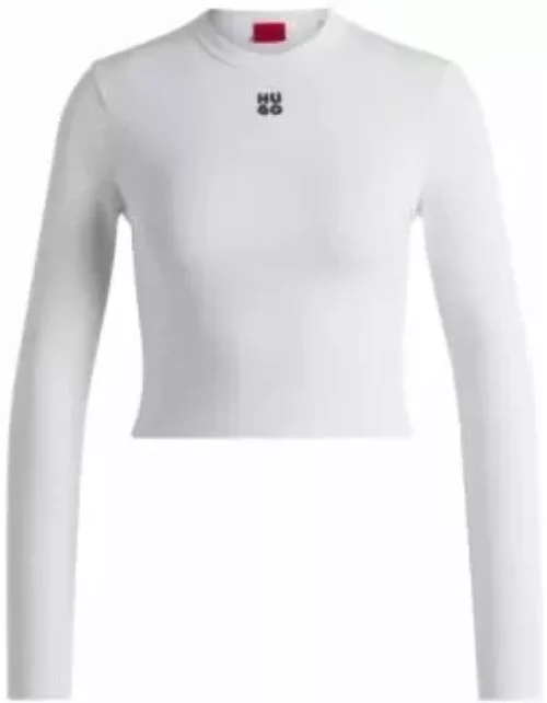 Slim-fit top with stacked logo- White Women's Casual Top