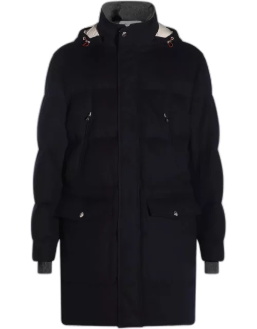 Brunello Cucinelli Navy Blue Wool Coat