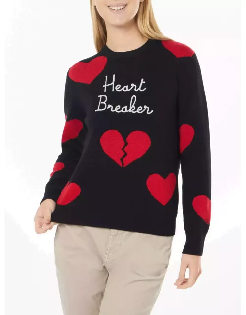 MC2 Saint Barth Woman Crewneck Sweater With Heart Breaker Embroidery