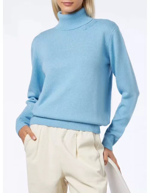 MC2 Saint Barth Woman Knitted Light Blue Turtleneck Sweater