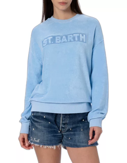 MC2 Saint Barth Woman Light Blue Terry Cotton Stardust Sweatshirt