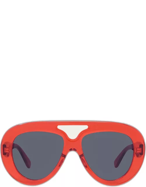 Curved Logo Acetate Aviator Sunglasse
