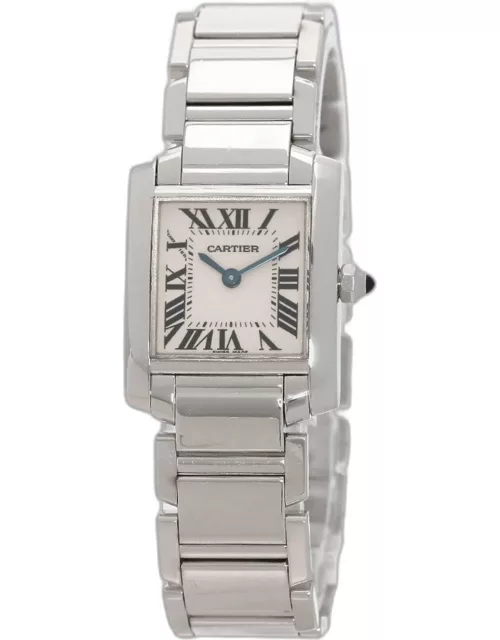 Cartier White 18k White Gold Tank Francaise W50012S3 Quartz Women's Wristwatch 32 m