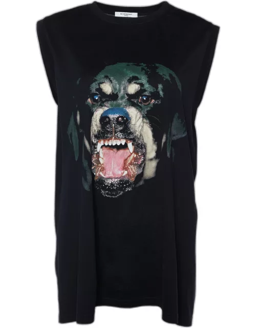 Givenchy Black Rottweiler Print Cotton Knit Sleeveless Tank Top