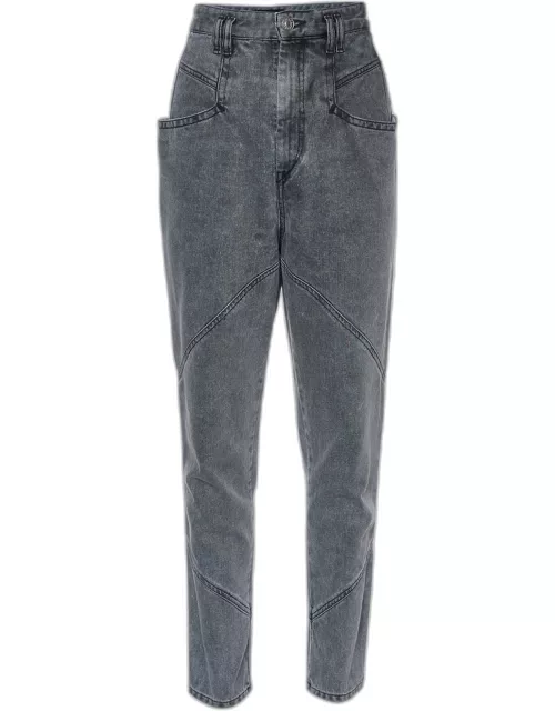 Isabel Marant Grey Washed Denim Paneled Jeans S Waist 31"