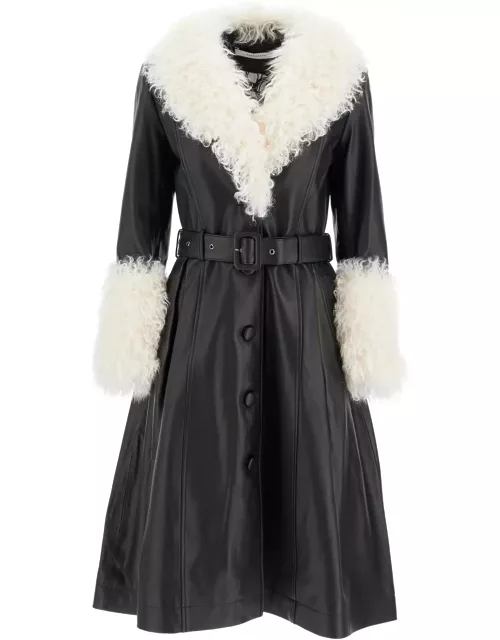SAKS POTTS foxy leather and shearling long coat