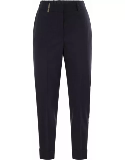 Peserico Virgin Wool Blend Trousers With Jewellery