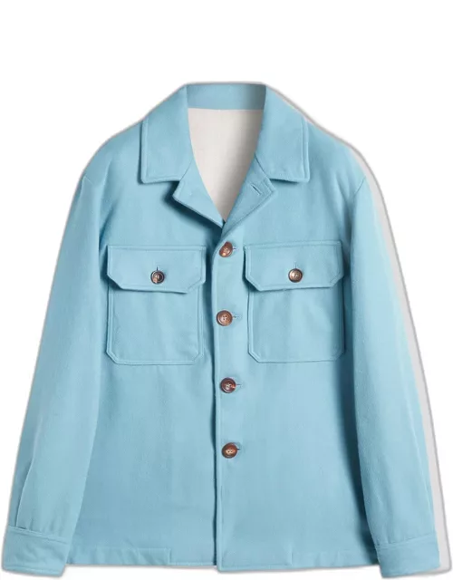 doppiaa Aamenofi Light Blue Cotton Jacket With Frontal Pocket