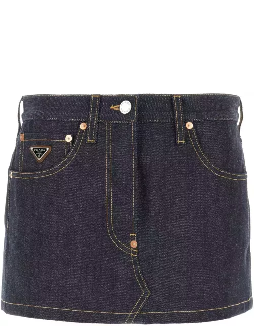 Prada Dark Blue Denim Mini Skirt