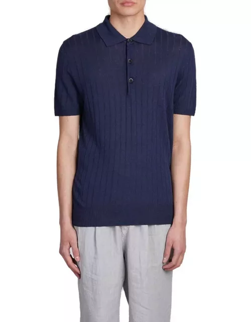 Barena Ribbed-knitted Short-sleeved Polo Shirt