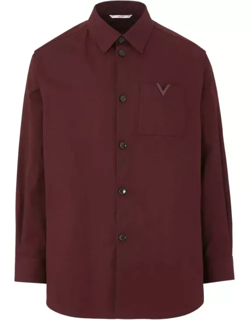 Valentino Garavani Rubberised V Detail Stretch Cotton Canvas Shirt Jacket