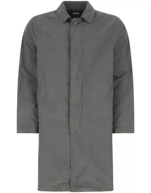 Aspesi Dark Grey Polyester Blend Rain Coat