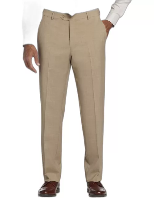 JoS. A. Bank Men's Traveler Collection Tailored Fit Suit Pants, British Tan, 32x32 - Suit Separate